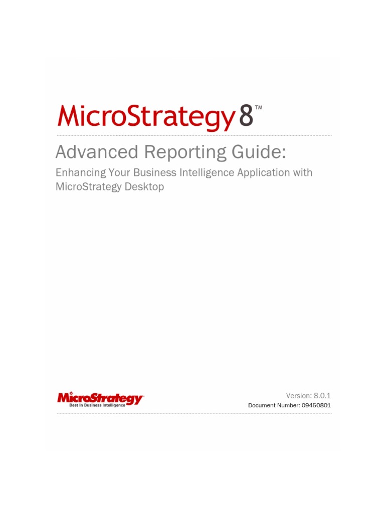 MicroStrategy 8 - Advanced Reporting Guide | PDF | Html | Computer Data