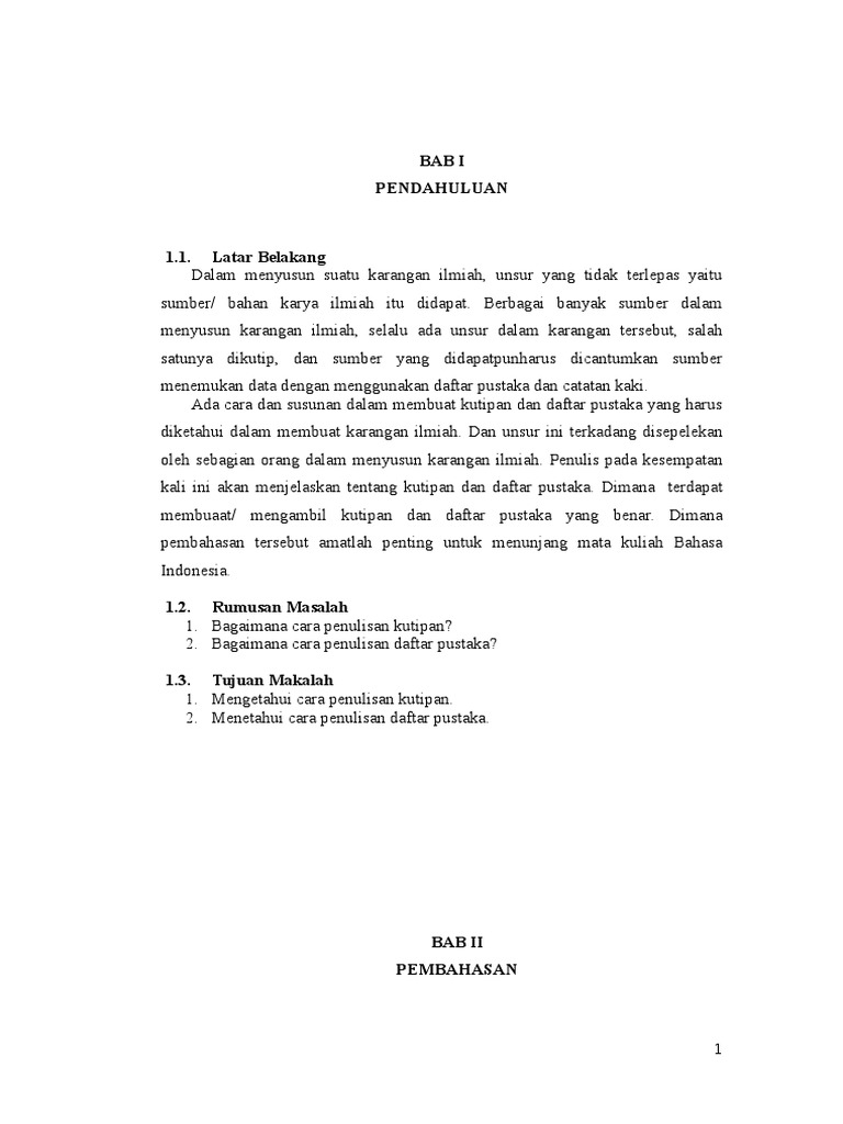 Makalah Kutipan Daftar Pustaka