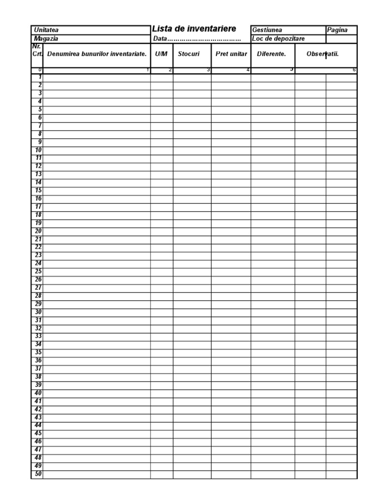 Model Lista de Inventar | PDF