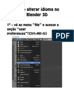 Como alterar o idioma no Blender 3D em português