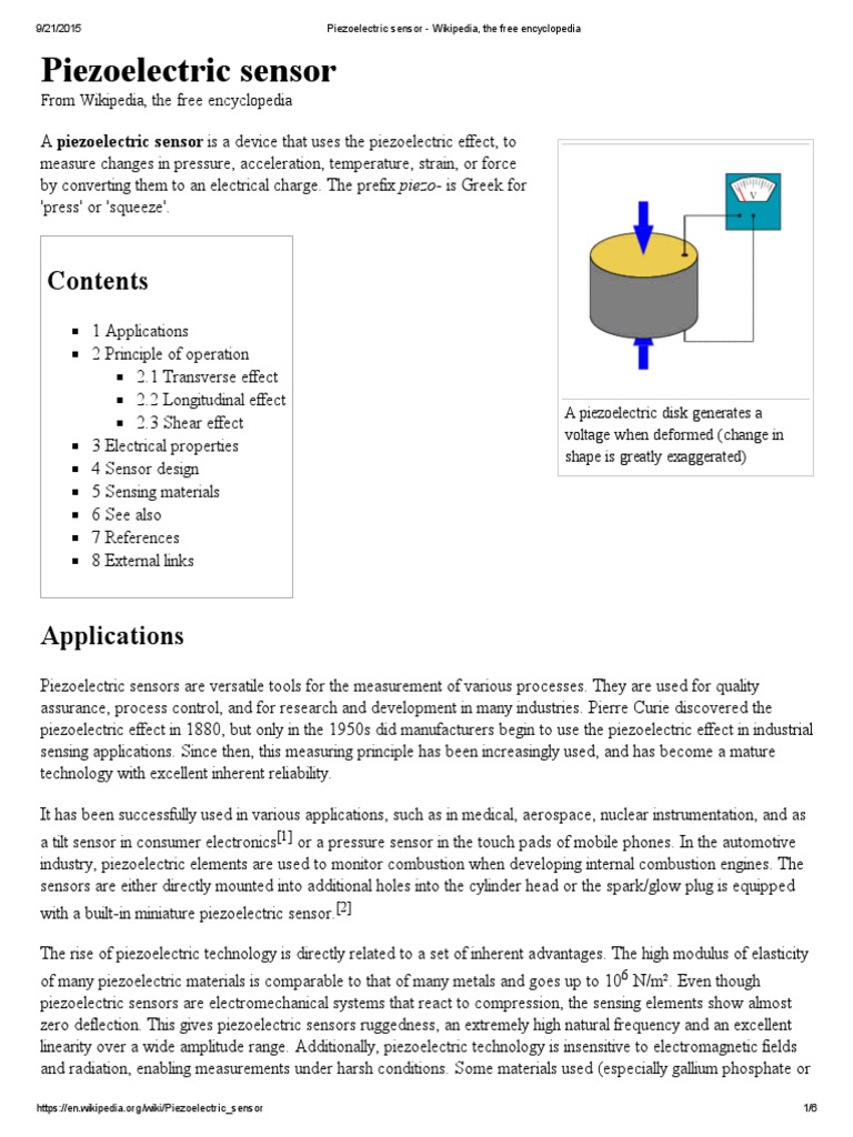 Peizoelectric Sensor | PDF | Piezoelectricity | Physics