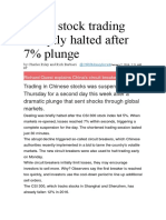 China Stock Trading Abruptly Halted After 7