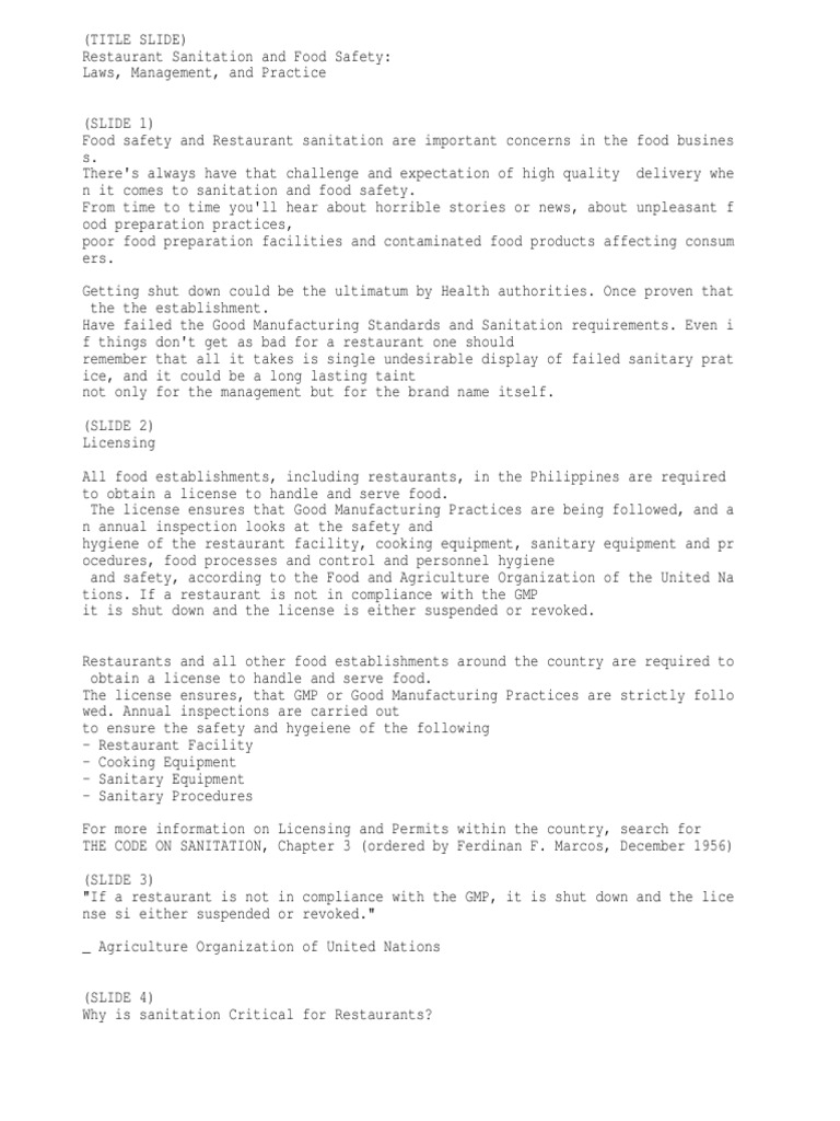 Restaurant | PDF | Foods | Foodborne Illness