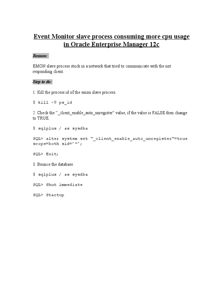 Fix High CPU Usage in EMON Process | PDF | Computers