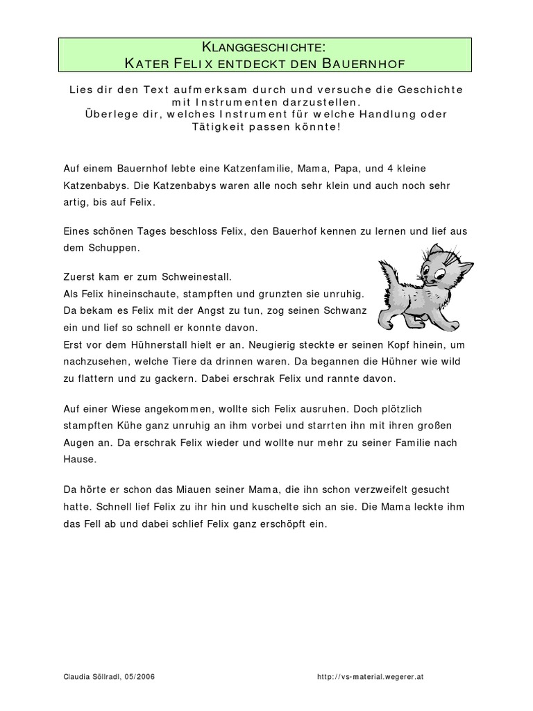 Klanggeschichte Kater Kinder
