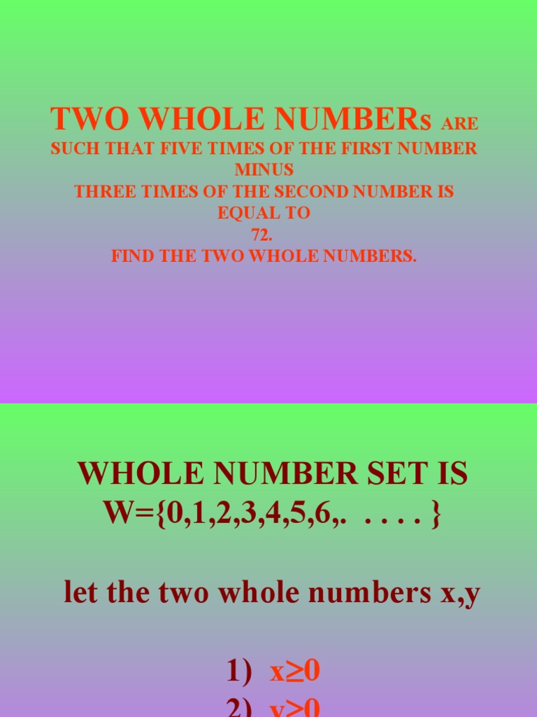 Solve for Two Whole Numbers | PDF