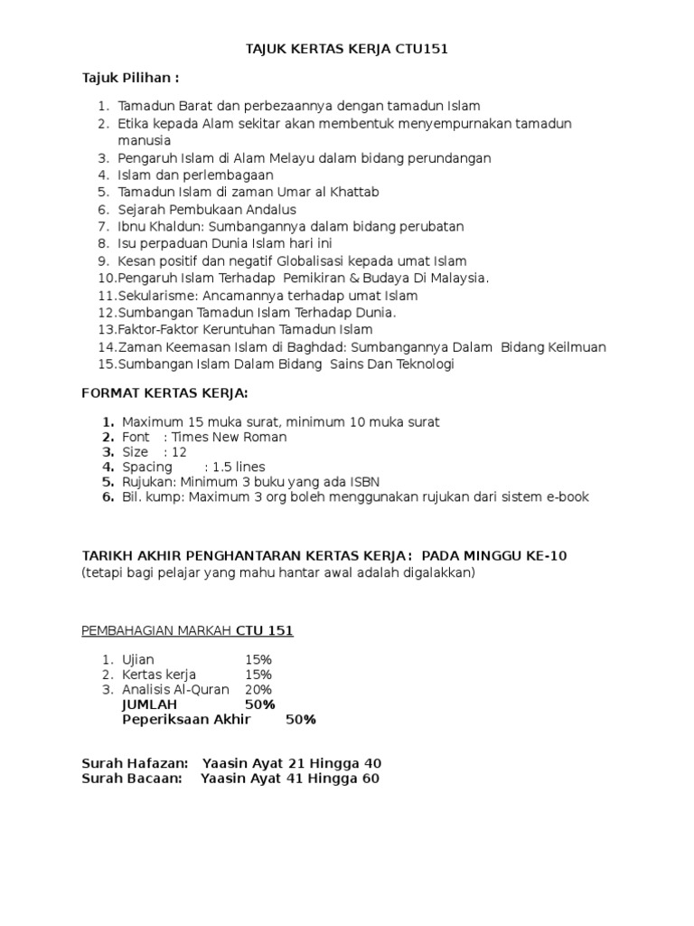 Tajuk Kertas Kerja Ctu151 2015 Pdf