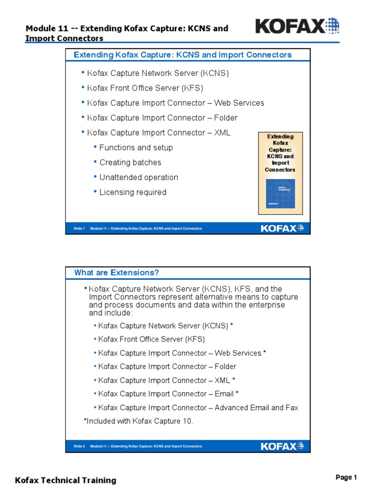 11) Extending Kofax Capture KCNS and Import Connectors PDF 