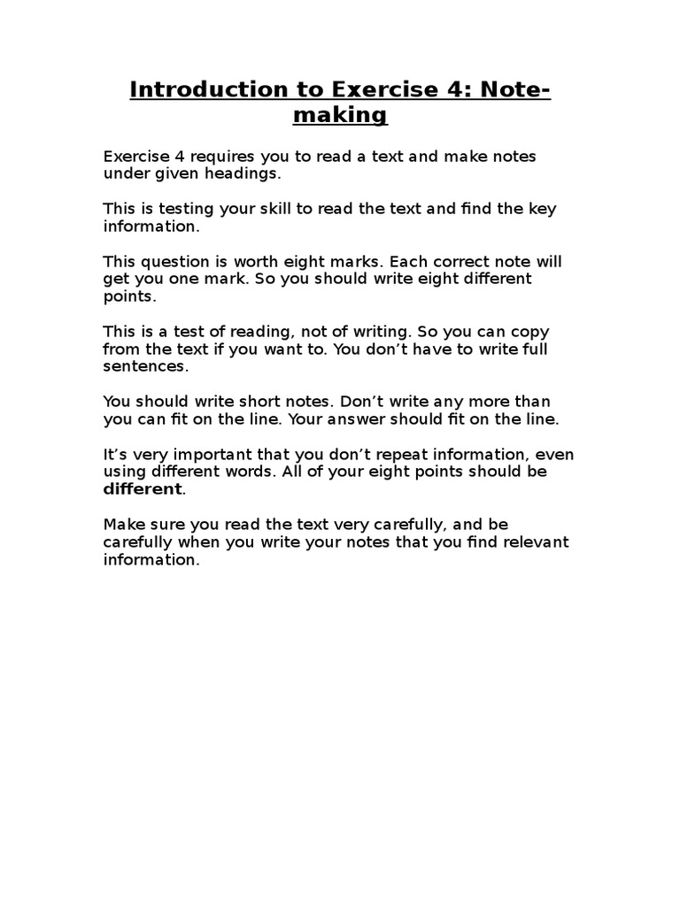 Note-Making Exercise Guide | PDF | Career & Growth
