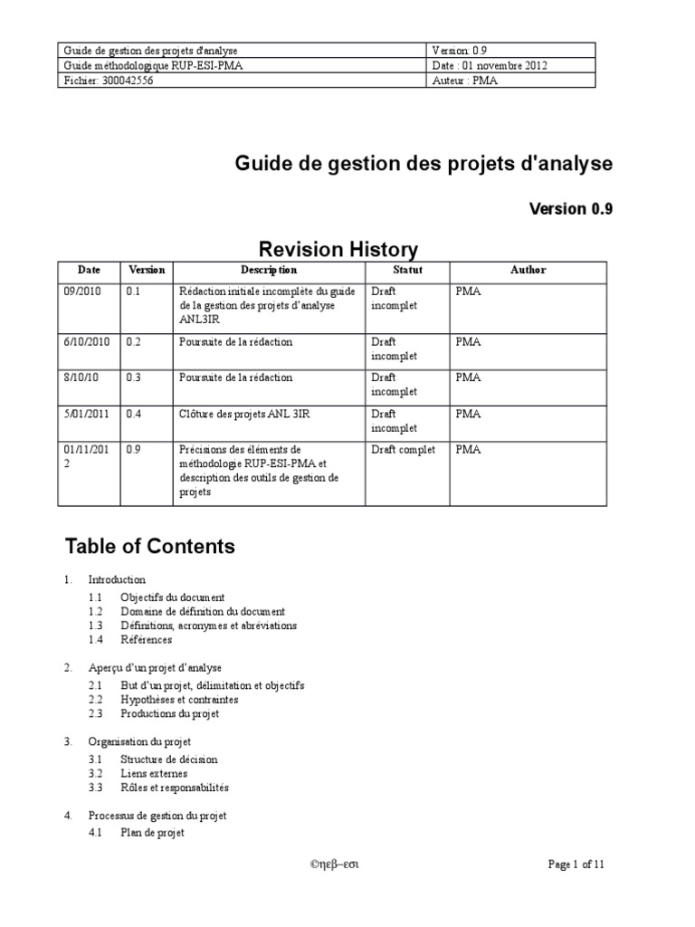 Guide de Projet Analyse | PDF | Gestion de projet | Bases de données