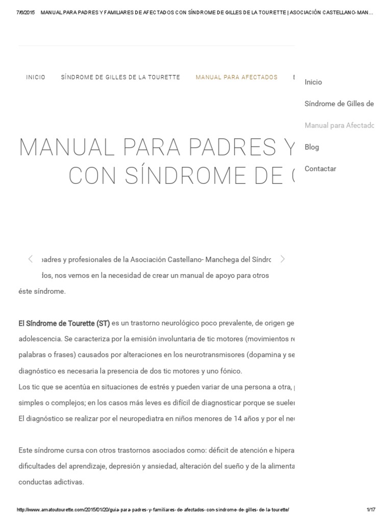 Guía para Familias con Síndrome de Tourette | PDF | Síndrome de ...