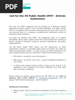 Call for the #6 Public Health SPOT - Articles Submission