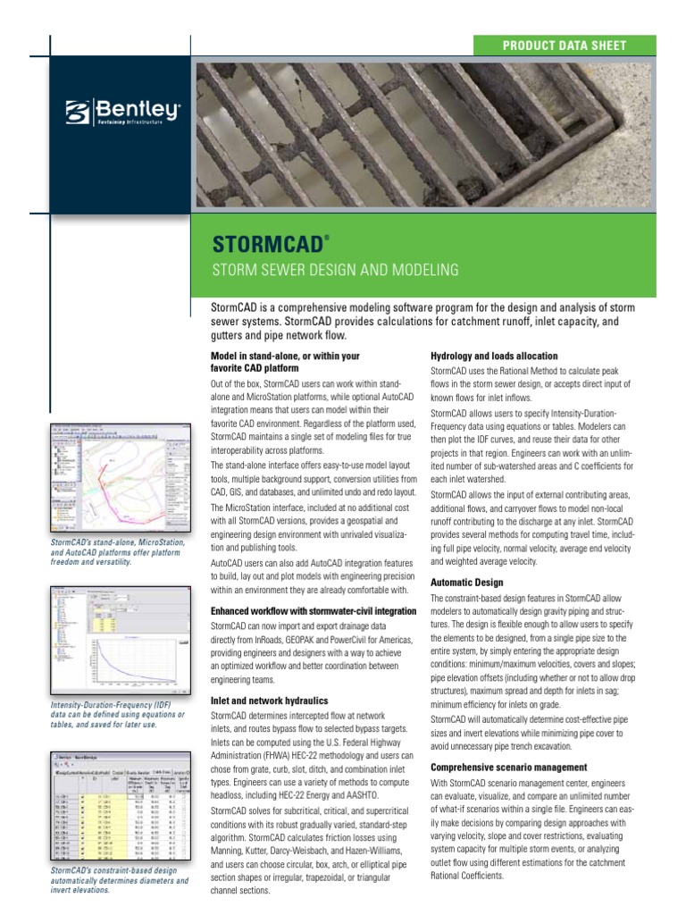 NJB Stormcad Product Data Sheet | PDF | Geographic Information System ...