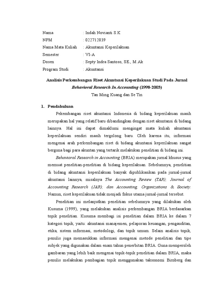 Indah Review Jurnal Ak Keprilakuan 12 Pdf