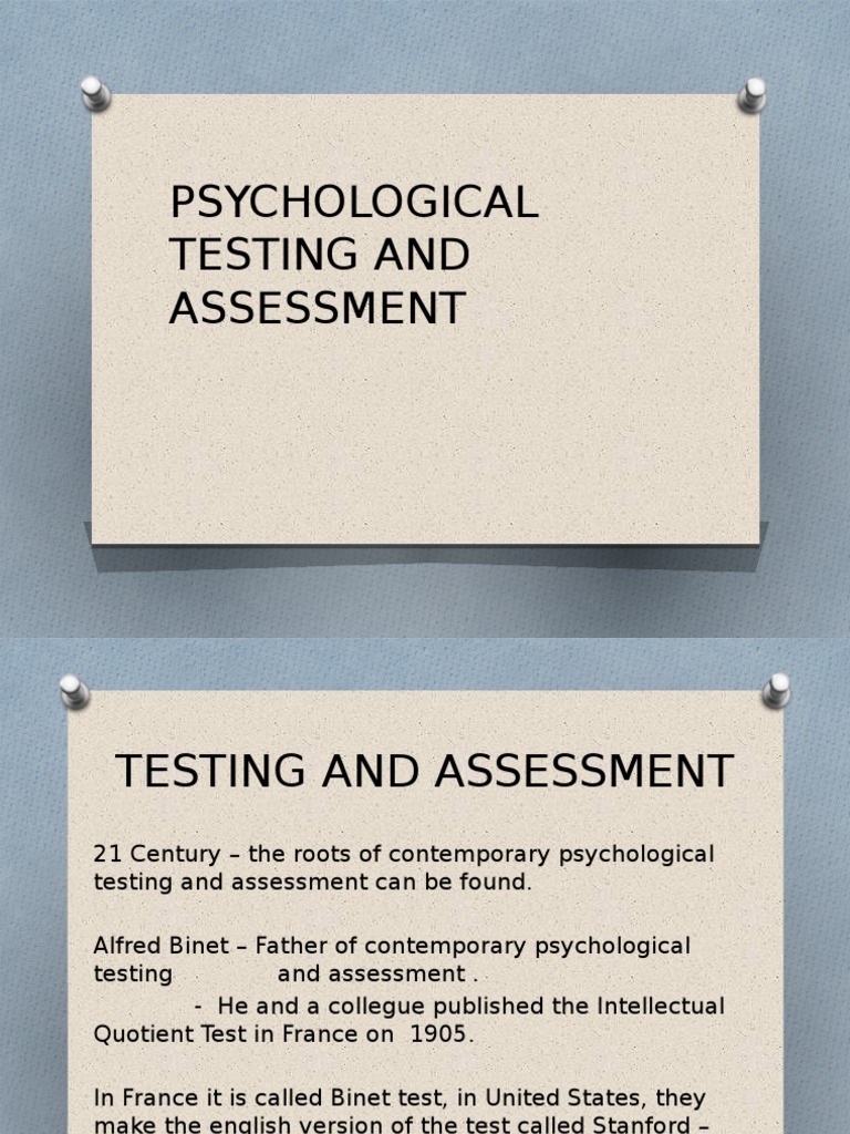 PSYCHOLOGICAL TESTING AND ASSESSMENT.pptx Psychological Testing