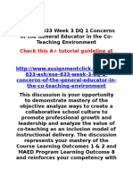 ASH ESE 633 Week 3 DQ 1 Concerns of The General Educator in The Co