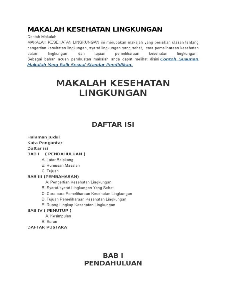 Makalah Kesehatan Lingkungan