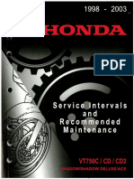Honda VT750CD ACE Service Interval and Rec Maint Manual