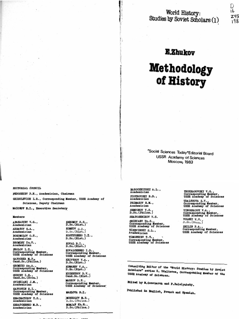 Methodology of History (1) Scientific Method Science