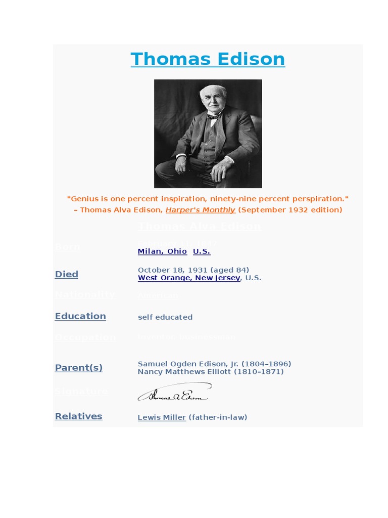 Thomas Edison | PDF | History