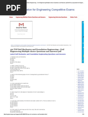 150 Top Soil Mechanics And Foundation Engineering Civil Engineering Multiple Choice Questions And Answers Pdf Mcqs Preparation For Engineering Petitive Exams Pdf Soil Mechanics Porosity