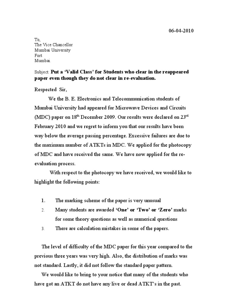 ATKT Class Validity Request for Students | PDF