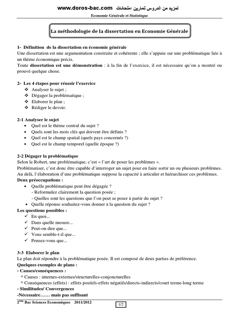 LaméthodologiedeladissertationenÉconomiegénéraleÉconomie