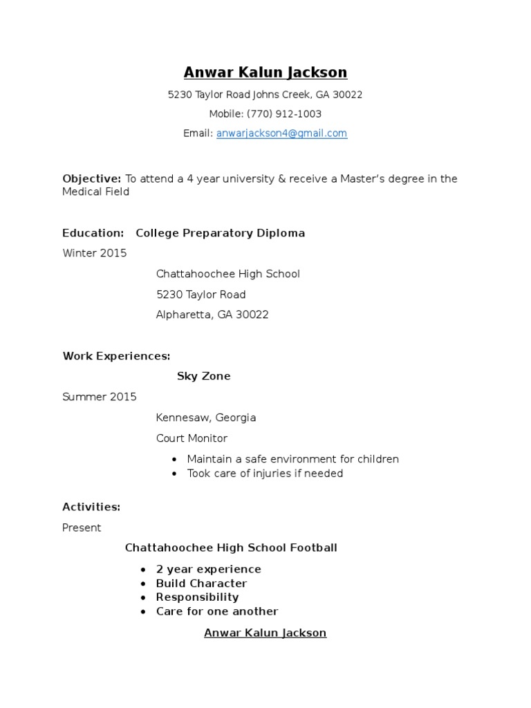 Anwar Jackson: Aspiring Athlete & Dentist | PDF | Career & Growth