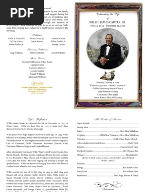 Willie Carter Funeral Program