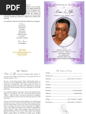 Diane Miller Funeral Program