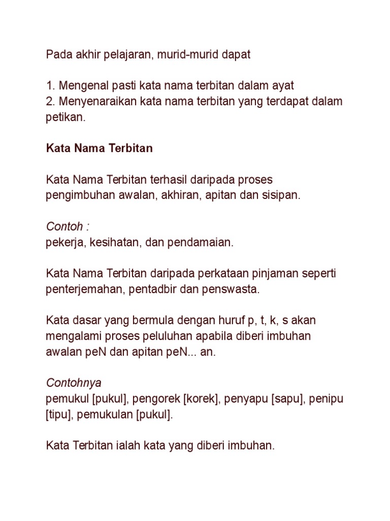 Kata Nama Terbitan Pdf
