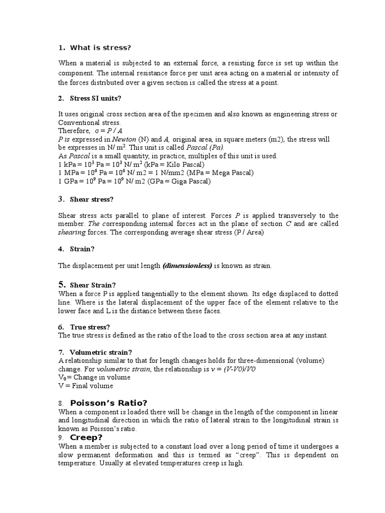 Strength of Material Interview Question and Answers | PDF 