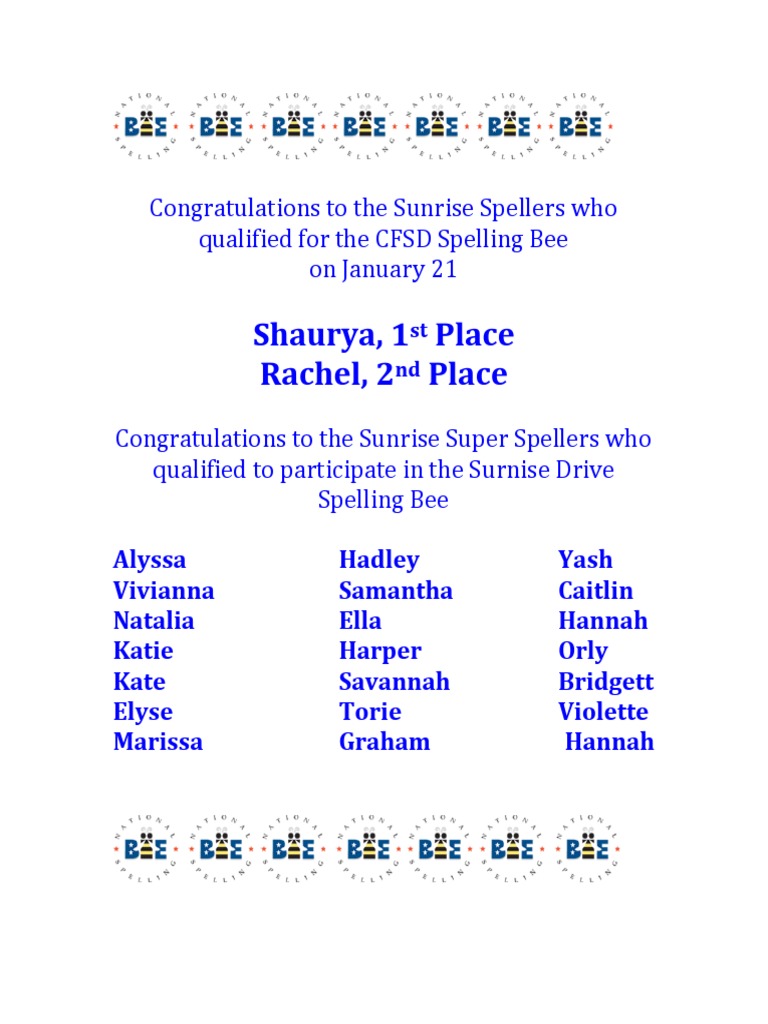 Spelling Bee Finalists PDF