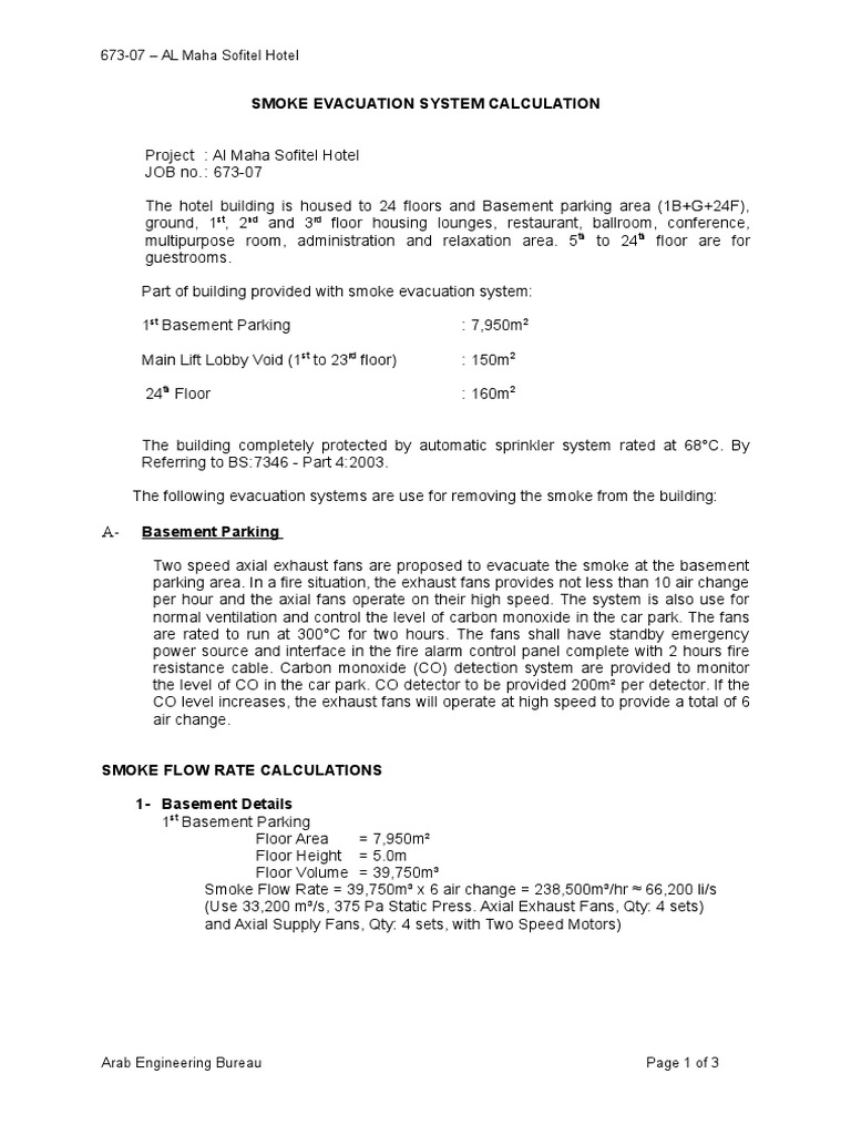 Smoke Evacuation System Calculations PDF