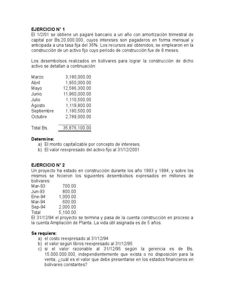 Ejercicios de Contabilidad y Depreciación | PDF | Depreciación ...