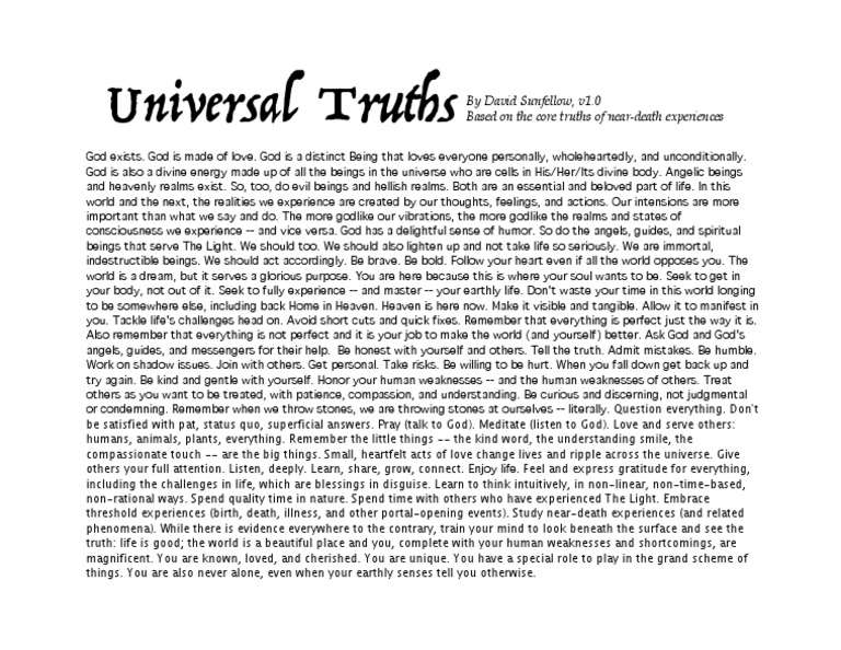 Universal Truths of Existence and Love | PDF | Heaven | God