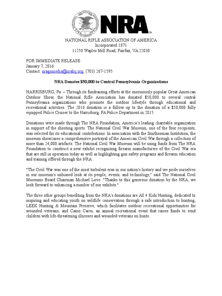 NRA Announces Foundation Grant Recipients for 2016 National Rifle