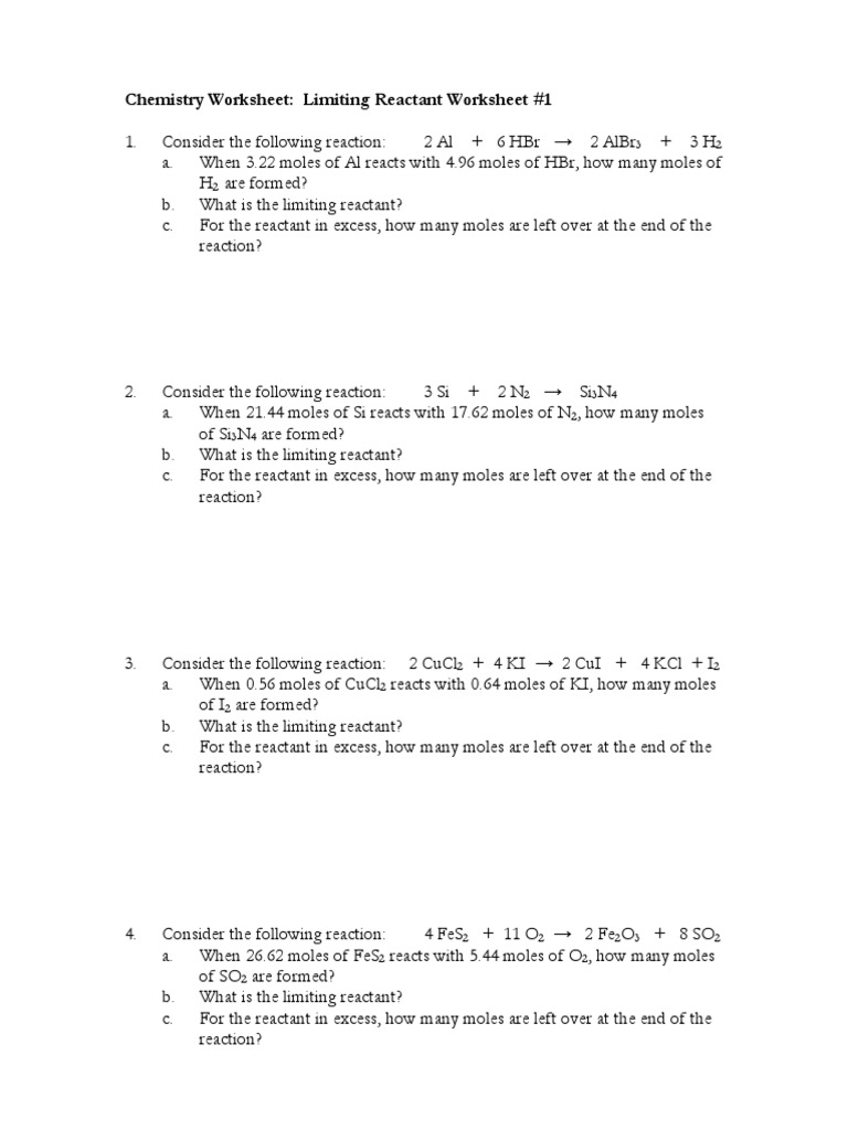 worksheet Limiting Reactants Worksheet limiting stoich 203 mole unit numbers
