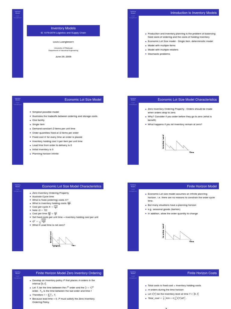 Economic Lot Size Model | PDF | Inventory | Mathematical Concepts