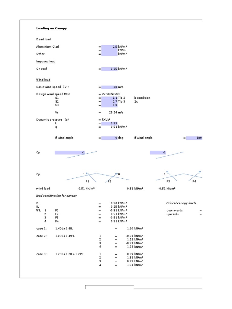 Canopy Load Calculations and Design | PDF | Bending | Solid Mechanics