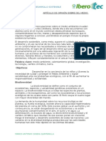 Artículo de Opinión Sobre Del Medio Ambiente