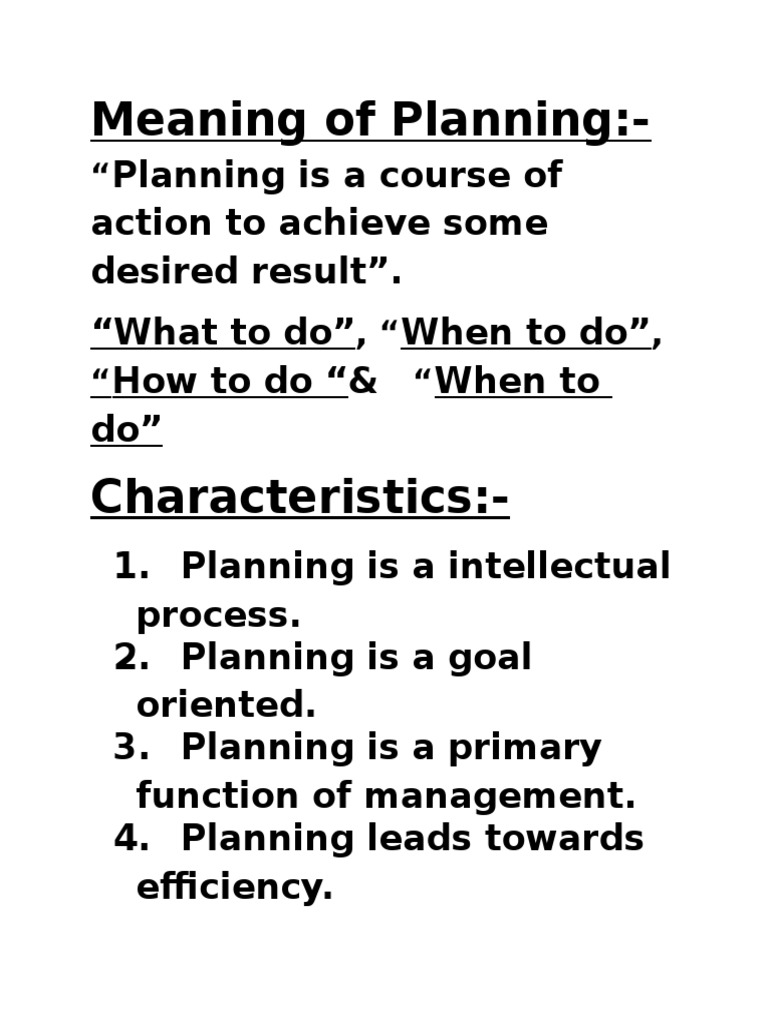 Meaning of Planning | PDF