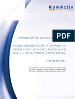 Comuna Baleni - Analiza Situatiei Existente Din Punct de Vedere Socio-Economic, Al Mediului Si Nivelului de Echipare Tehnica Si Sociala PDF