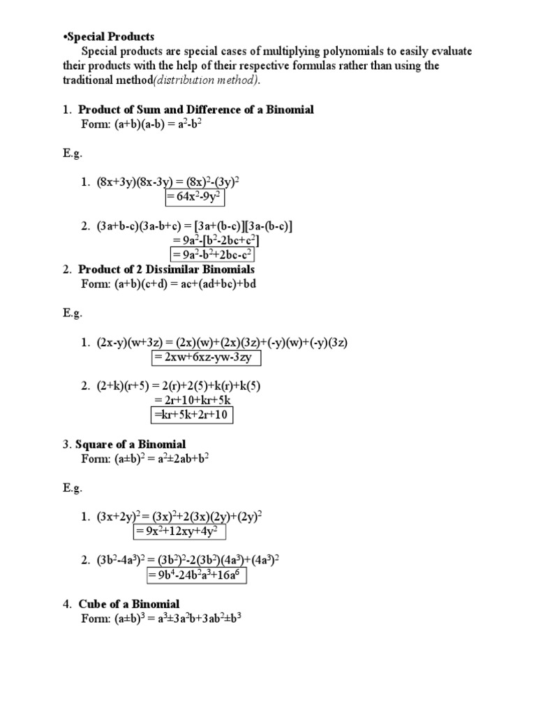 3 Special Products And Binomial Expansion