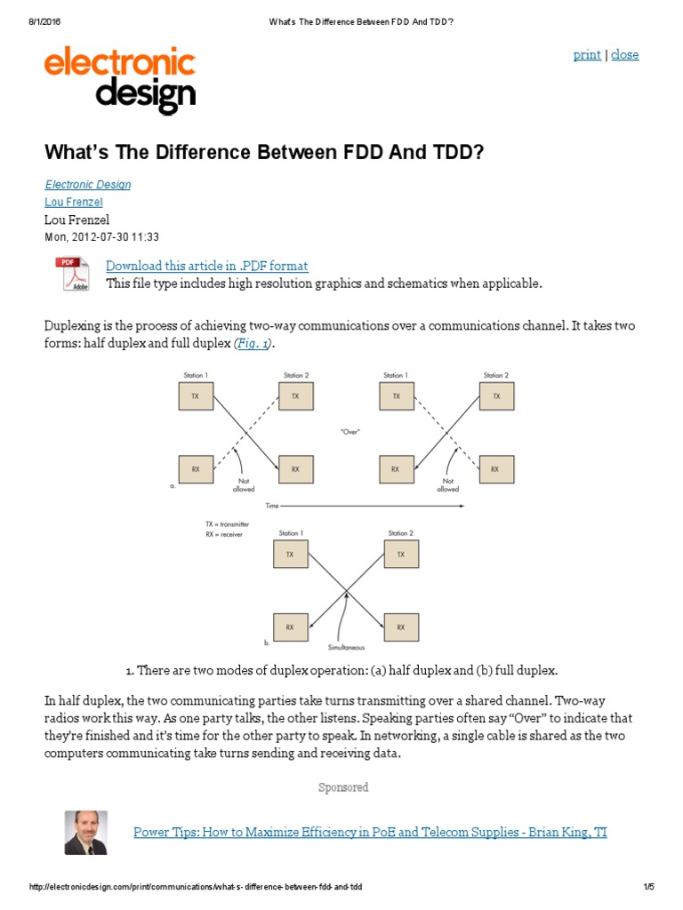 FDD vs TDD: Key Differences Explained | PDF | Duplex ...
