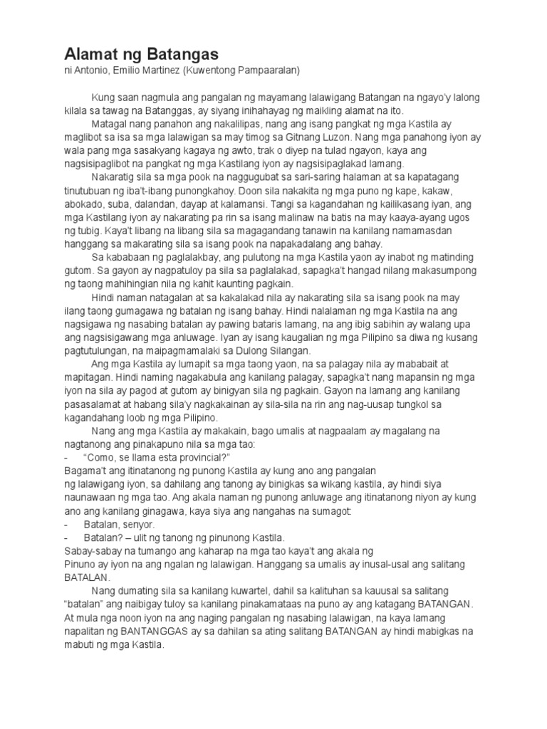 Alamat NG Batangas | PDF