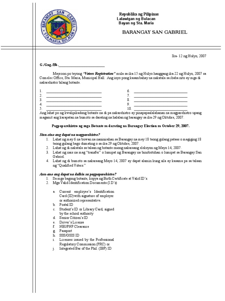 Letterhead Short (Tagalog Version) 2 | PDF