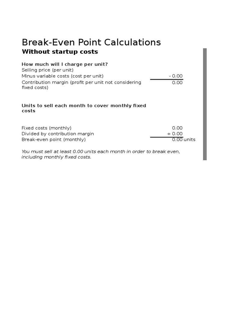 Break-Even Point Calculation Guide | PDF