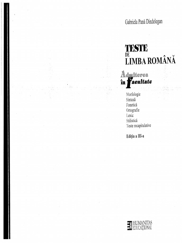 86652404 Teste De Limba Romana Pdf