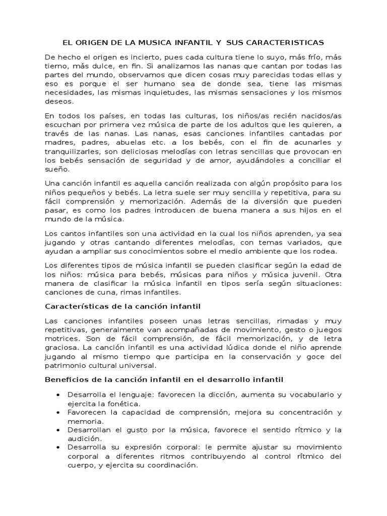 El Origen De La Musica Infantil Y Sus Caracteristicas Conceptos Psicologicos Psicologia